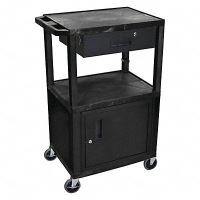 GRAINGER WT42C2EBWTD Audio-Visual Cart 200 lb Black 24 in L