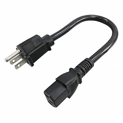 GRAINGER 5XFN2ID Power Cord 5-15P SJT 1 ft Blk 13A 16/3