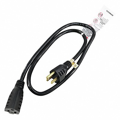 GRAINGER 5XFP8ID Extension Cord 3ft 16Ga 13A SJT Blk