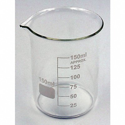 LAB SAFETY SUPPLY 5YGZ1 Beaker 150 mL 80 mm H 60 mm Dia PK12