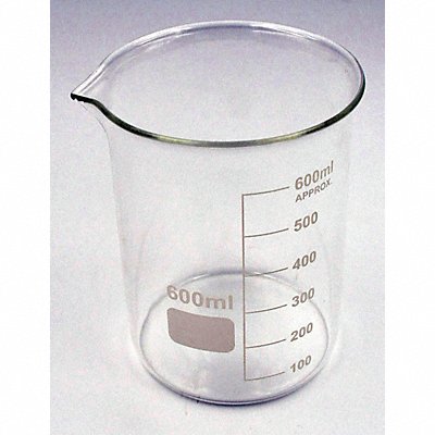LAB SAFETY SUPPLY 5YGZ5 Beaker 600 mL 125 mm H 90 mm Dia PK6