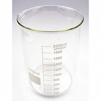 LAB SAFETY SUPPLY 5YGZ8 Beaker 2 L 185 mm H 132 mm Dia PK4
