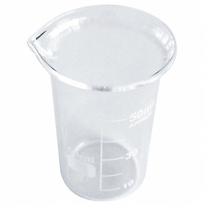 LAB SAFETY SUPPLY 5YHA1 Beaker 50 mL 67 mm H 40 mm Dia PK12