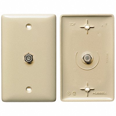 HUBBELL WIRING DEVICE-KELLEMS NS750I Video Wall Plate and Jack F Type Ivory