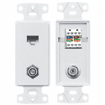 HUBBELL WIRING DEVICE-KELLEMS NS785W Wall Plate and Jack Cat 5e/F-Type White