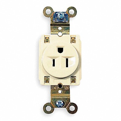 HUBBELL HBL5261I Receptacle Ivory 15 A 2P3W Back Side 1PK