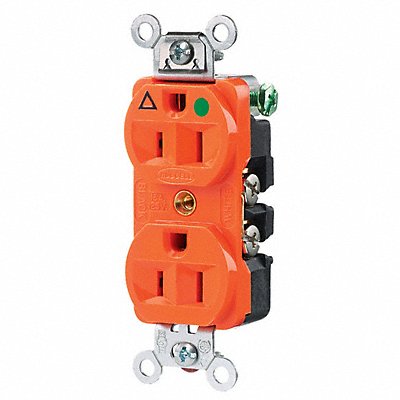 HUBBELL IG8200 Recept Orange 15 A 2P3W Back Side 1PK