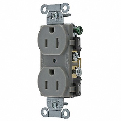HUBBELL CR15GRY Receptacle Grey 15 A 2P3W Side 1PK