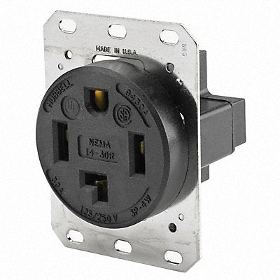 HUBBELL HBL9430A Receptacle Black 30 A 3P4W Back Side 1PK