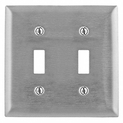HUBBELL SS2 Tgl Switch Wall Plate Standard Silver 2Gng Brsh