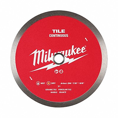 MILWAUKEE 49939507 Diamond Saw Blade Diam 7 Arbor 5/8 7/8