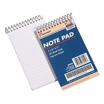 ABILITY ONE 7530010000000 Notepad 3-1/4 x 5-1/2 White Paper PK12