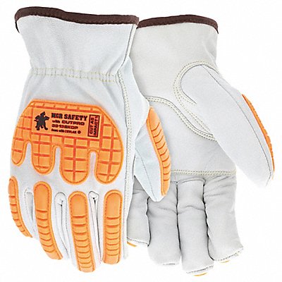 MCR SAFETY 36136KDPM Leather Gloves White M PK12
