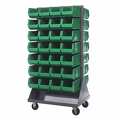 QUANTUM STORAGE SYSTEMS QMD36H240GN Mobile Louvered Floor Rack Steel 56 Bins