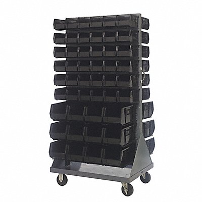 QUANTUM STORAGE SYSTEMS QMD36H230240BK Mobile Louvered Floor Rack Steel 96 Bins