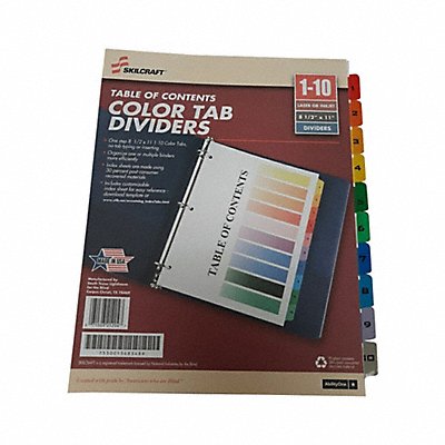 ABILITY ONE 7530010000000 Index Tabs 3 mil Thickness 8 1/2 W PK10