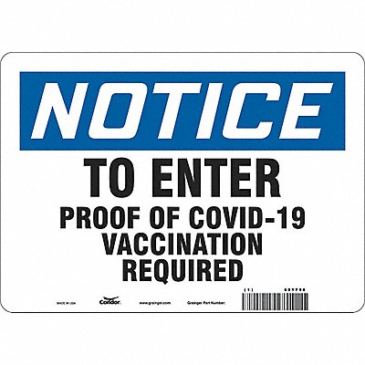 CONDOR 60YF98 Employee/Visitor Vaccine Proof Sign