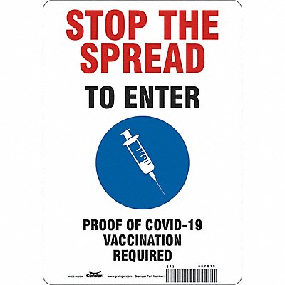 CONDOR 60YG15 Employee/Visitor Vaccine Proof Sign