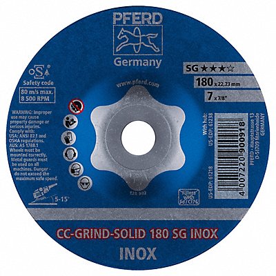 PFERD 61218 Depressed Grinding Wheel 7/8 CN Unthreaded Hole