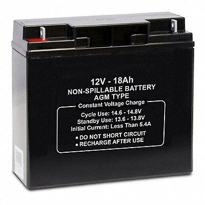 GRAINGER 47040 Sealed Lead Acid Battery 12V 18Ah AGM