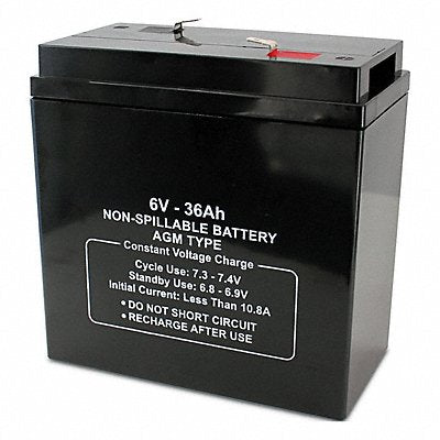 GRAINGER 47043 Sealed Lead Acid Battery 6V 36Ah AGM