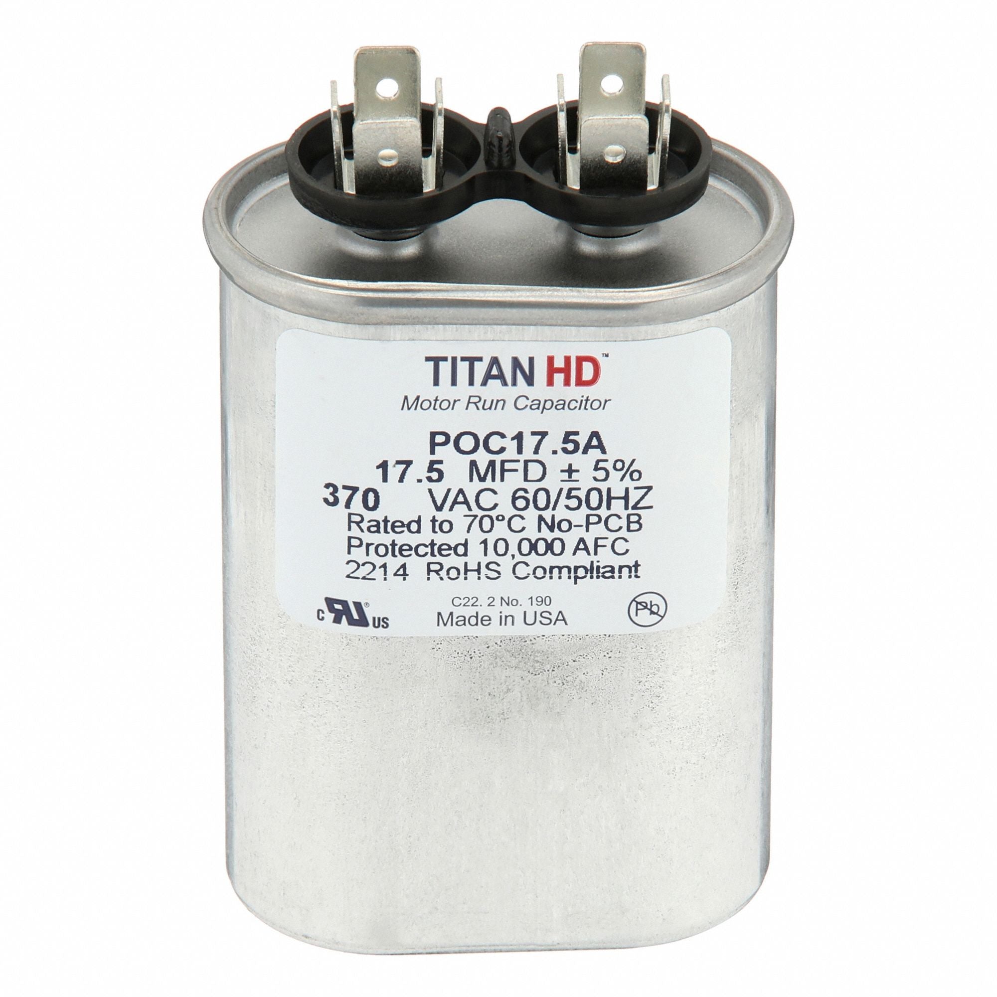 TITAN HD POCF175A Oval Motor Run Capacitor 440-370VAC