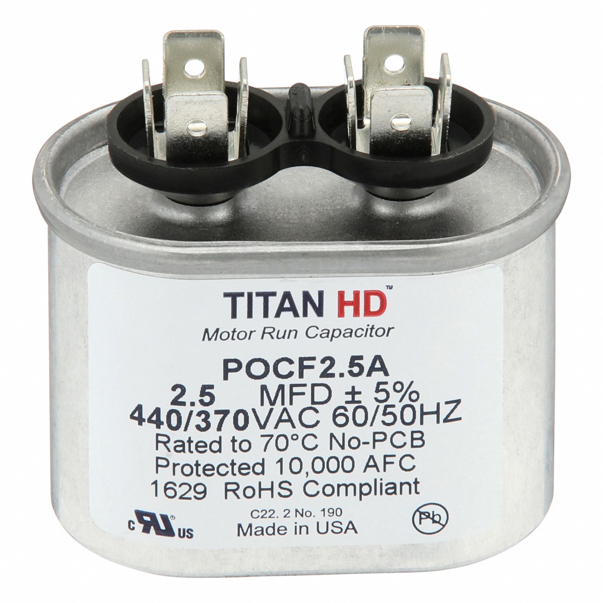 TITAN HD POCF25A Oval Motor Run Capacitor 440-370VAC