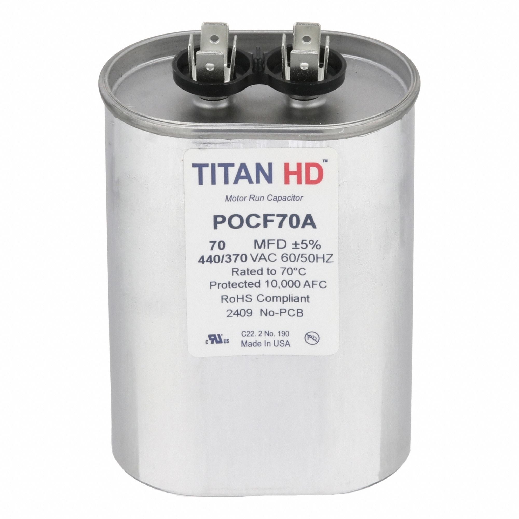 TITAN HD POCF70A Oval Motor Run Capacitor 440-370VAC