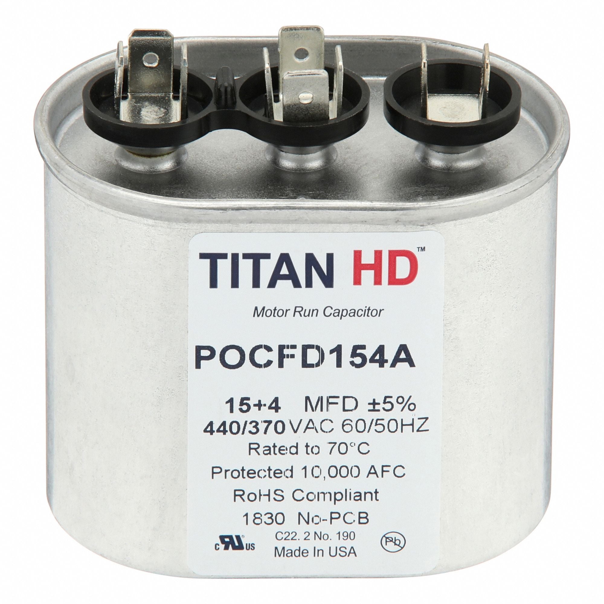 TITAN HD POCFD154A Oval Motor Dual Run Capacitor 440-370VAC