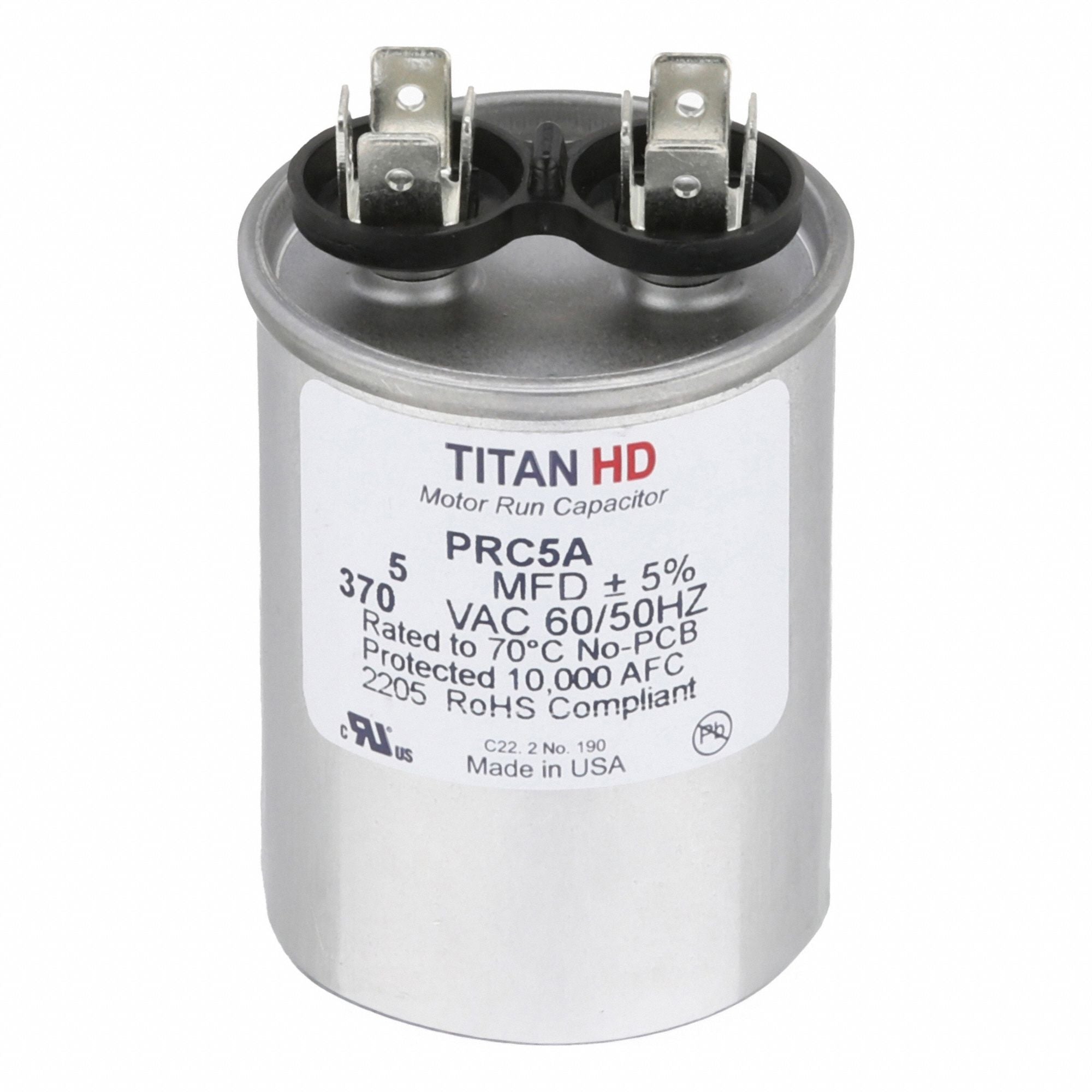 TITAN HD PRC5A Round Motor Run Capacitor 370VAC
