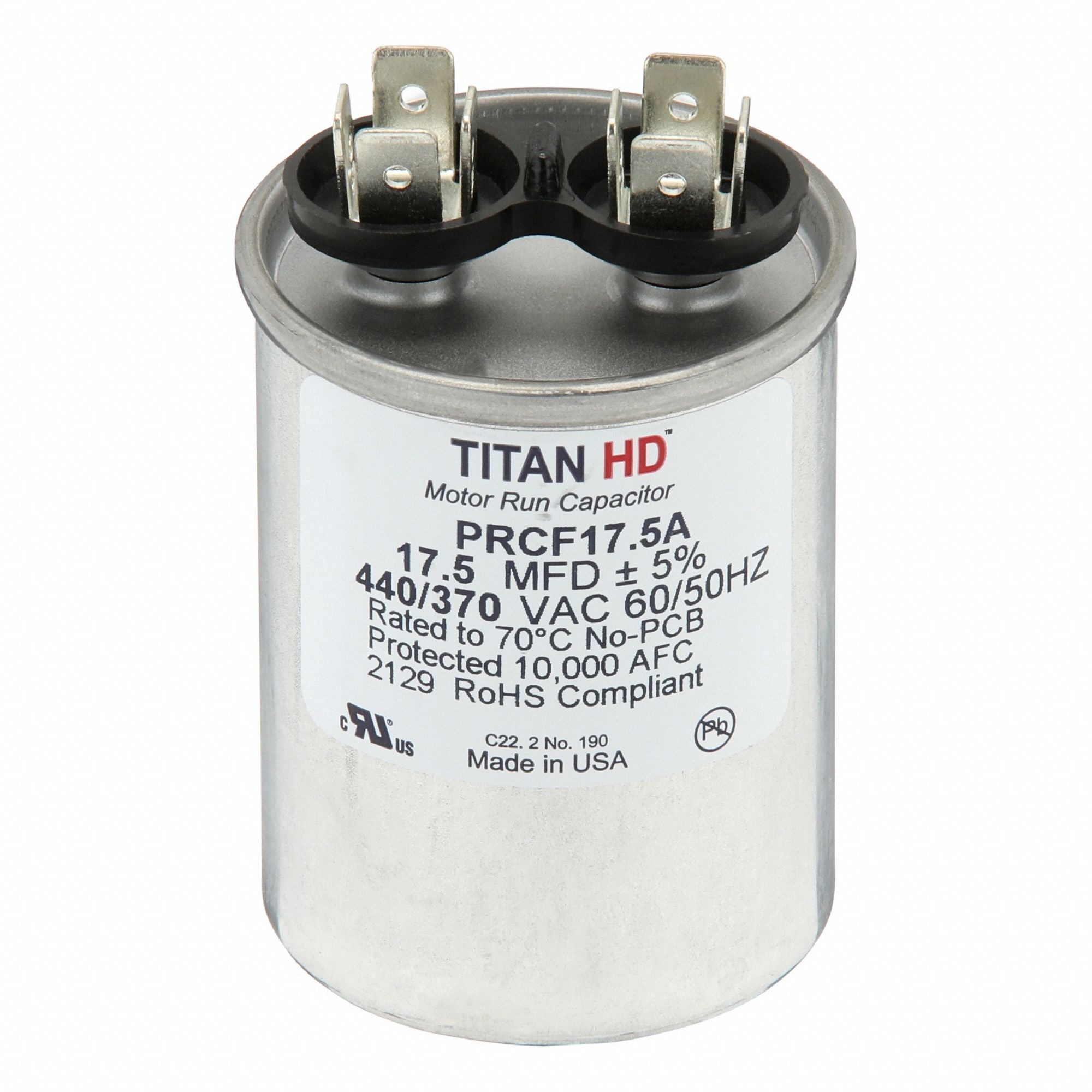 TITAN HD PRCF175A Round Motor Run Capacitor 440-370VAC