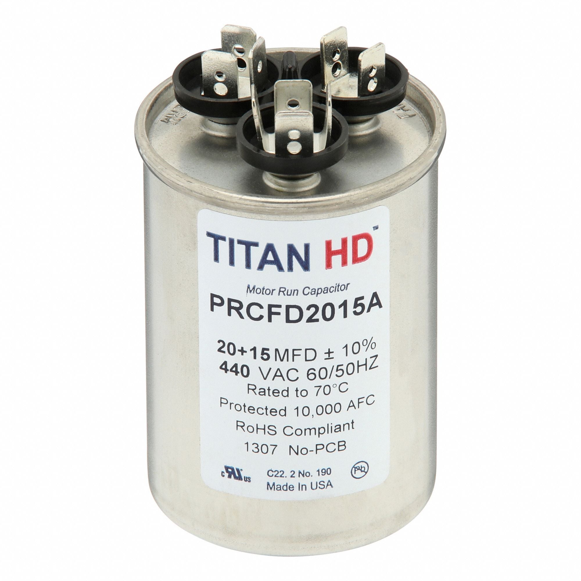 TITAN HD PRCFD2015A Round Motor Dual Run Capacitr 440-370VAC