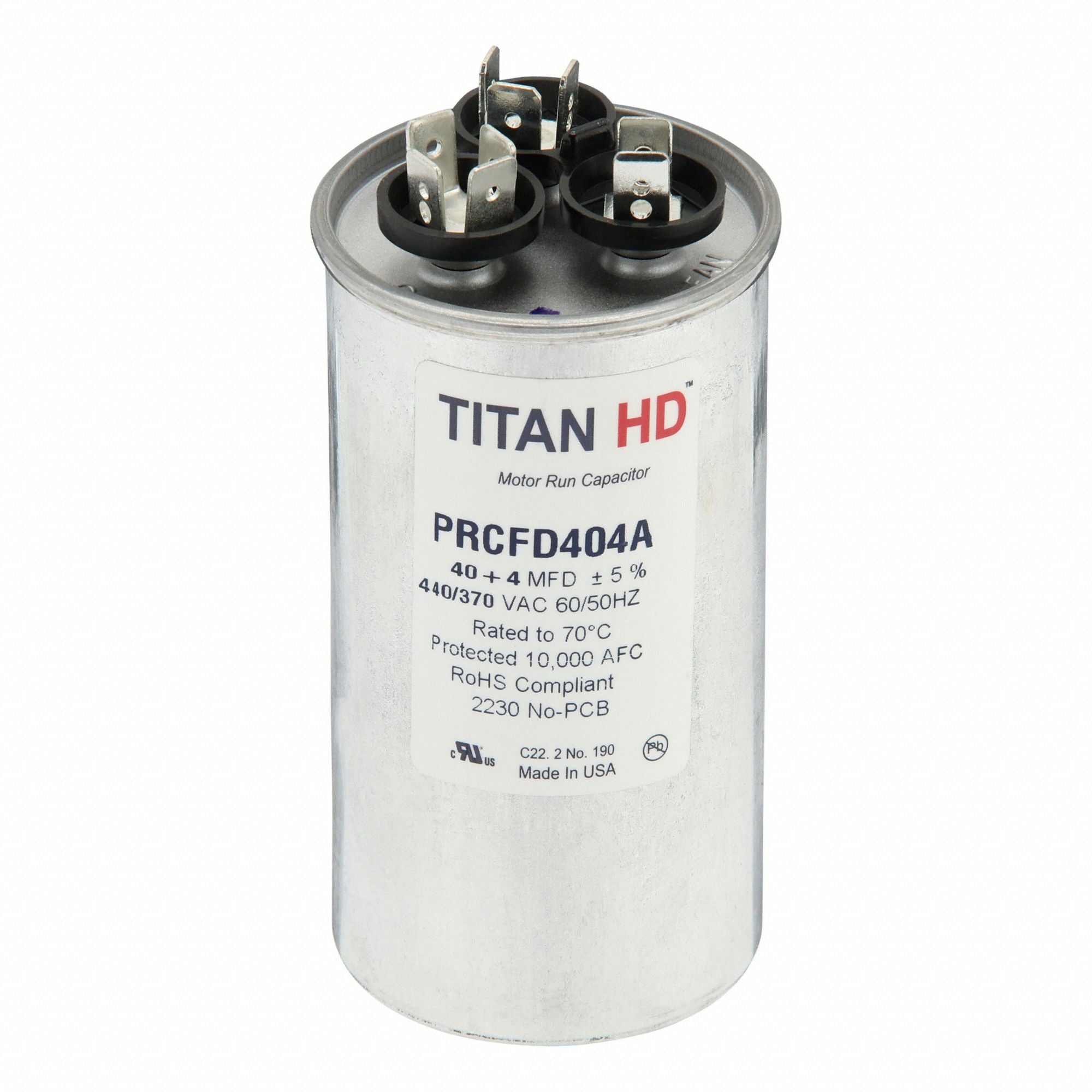 TITAN HD PRCFD404A Round Motor Dual Run Capacitr 440-370VAC