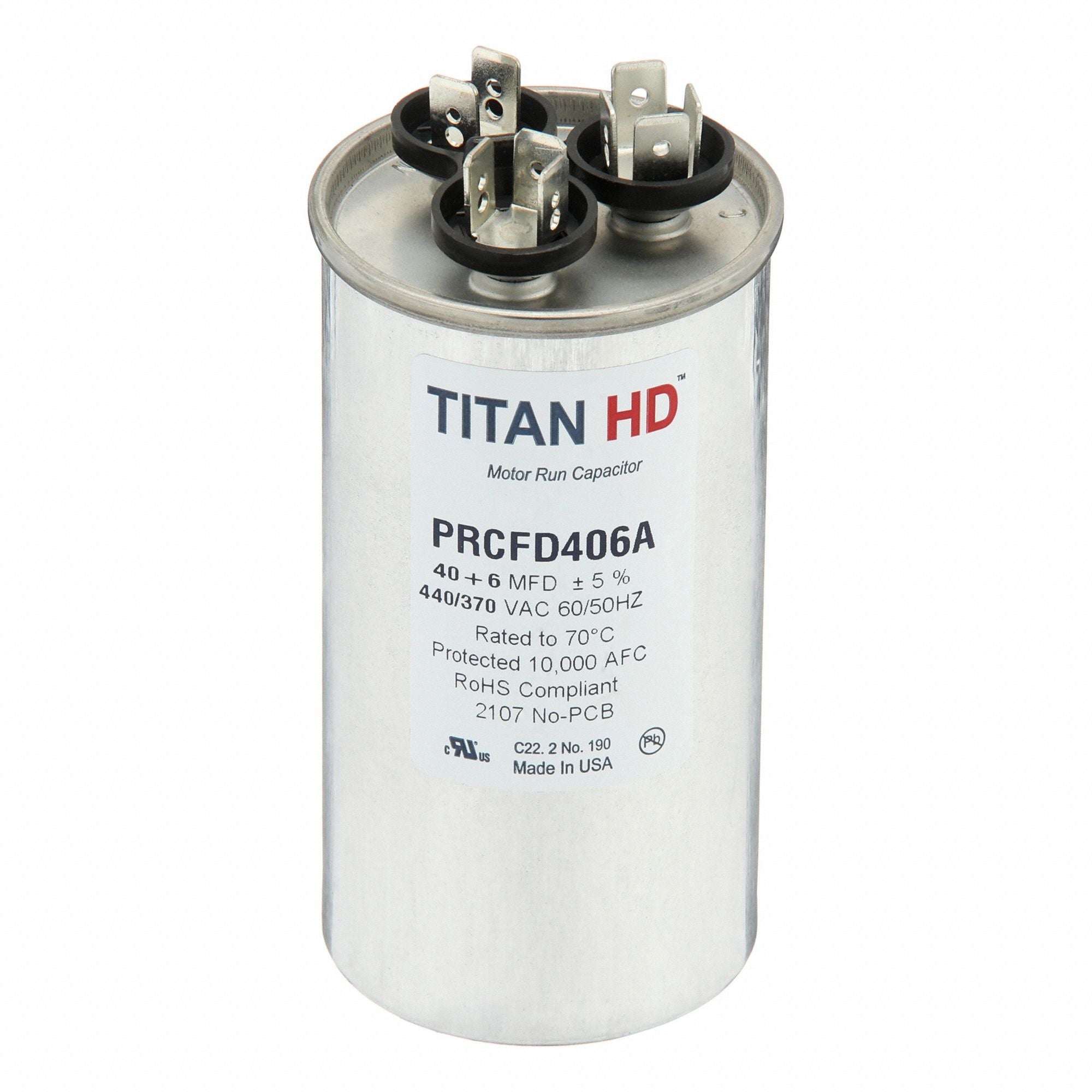 TITAN HD PRCFD406A Round Motor Dual Run Capacitr 440-370VAC