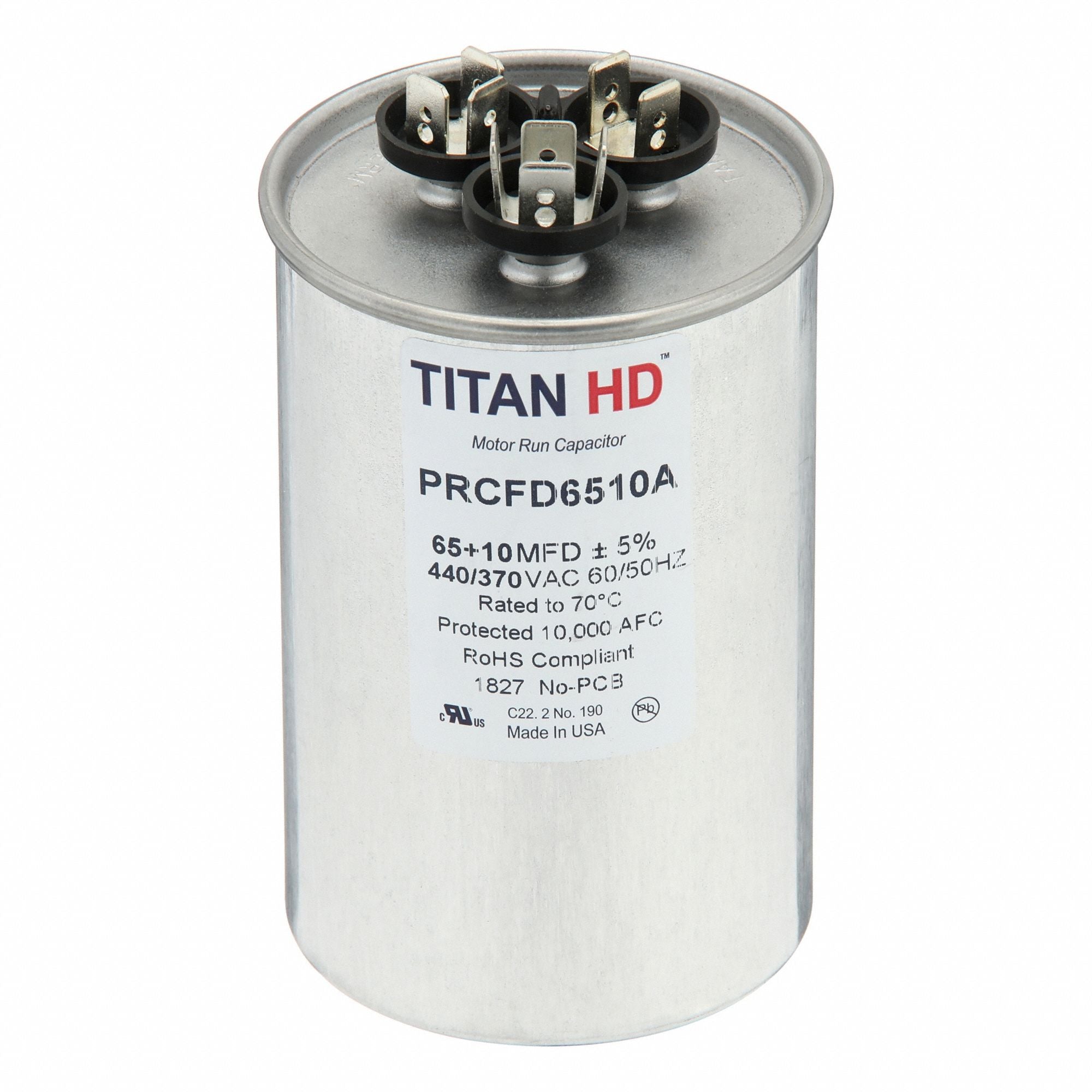 TITAN HD PRCFD6510A Round Motor Dual Run Capacitr 440-370VAC