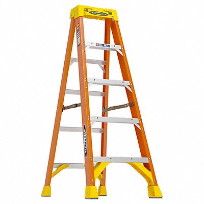 WERNER 6205 Stepladder Fiberglass 5 ft H 300 lb Cap