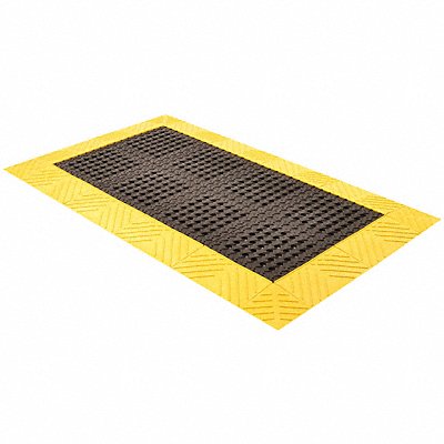 NOTRAX 620S0035BY Drainage Mat Black wYellowBrdr 3 ft.x5 ft.