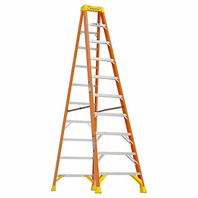 WERNER 6210 Stepladder Fiberglass 10 ft H 300 lb Cap