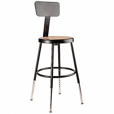 NATIONAL PUBLIC SEATING 6218HB10 Round Stool Adjustable Legs Black 32 H
