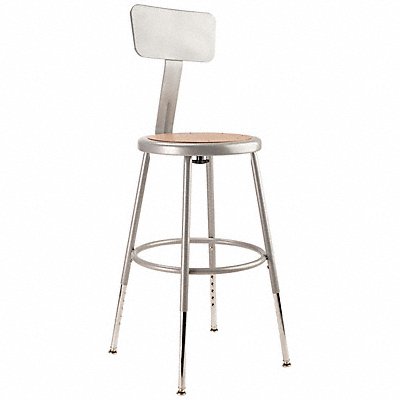 NATIONAL PUBLIC SEATING 6218HB Round Stool Adjustable Legs Grey 32 H