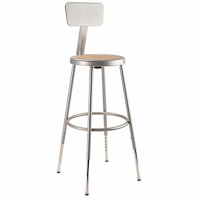 NATIONAL PUBLIC SEATING 6224HB Round Stool Adjustable Legs Grey 38 H