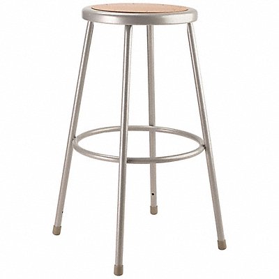 NATIONAL PUBLIC SEATING 6230 Round Stool Welded Tube Leg Grey 30 H