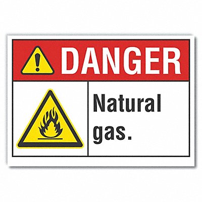 LYLE LCU40019RD10X7 Natural Gas Danger Reflective Label 7inx10in