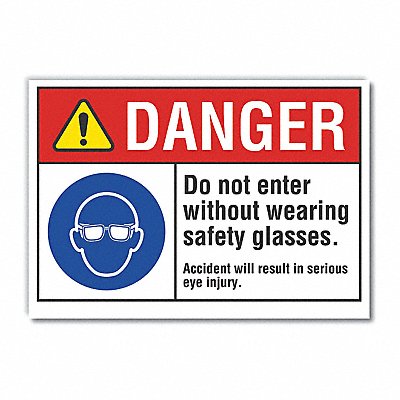 LYLE LCU40087RD5X35 Eye Danger Reflective Label 3.5in x 5in
