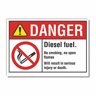 LYLE LCU40124RD7X5 Diesel Danger Reflective Label 5inx7in