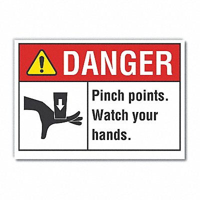 LYLE LCU40165ND7X5 Pinch Point Danger Lbl 5inx7in Polyester