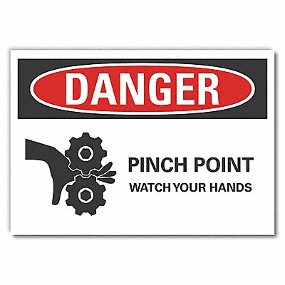 LYLE LCU40261ND5X35 Pinch Point Danger Label 3.5x5in Polyest