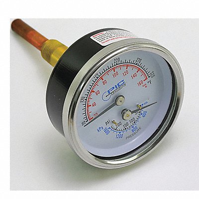 TELEDYNE LAARS RA0079000 Temperature/Pressure Gauge 70-250 Deg F