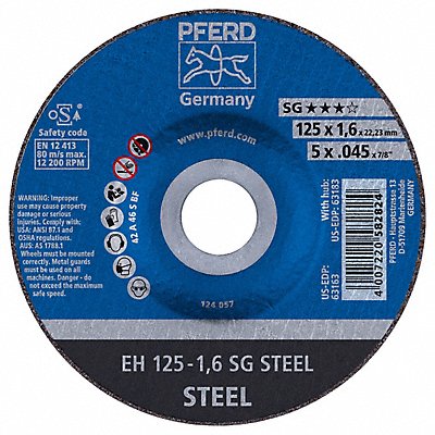 PFERD 63163 Depressed Centre Cut Off Wheel 7/8 CN Unthreaded Hole