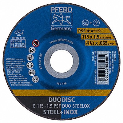 PFERD 63320 Duodisc Wheel Psf Inox 4-1/2 x.065 x7/8